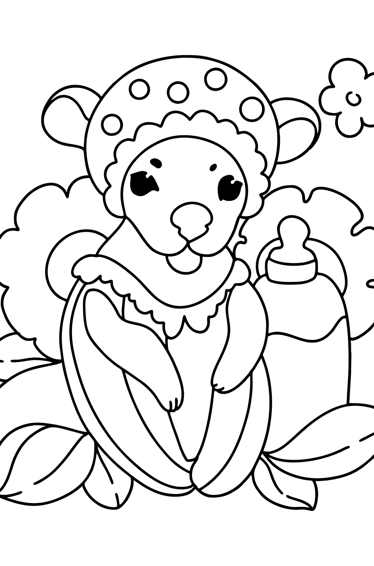 Tegning til fargelegging søt kengurubaby - Tegninger til fargelegging for barn
