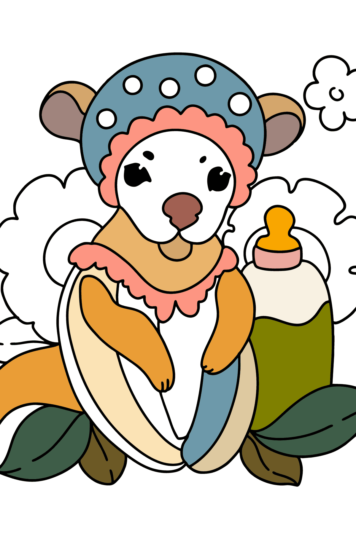 Complex Coloring page - Cartoon Baby Kangaroo - Coloring Pages for Kids