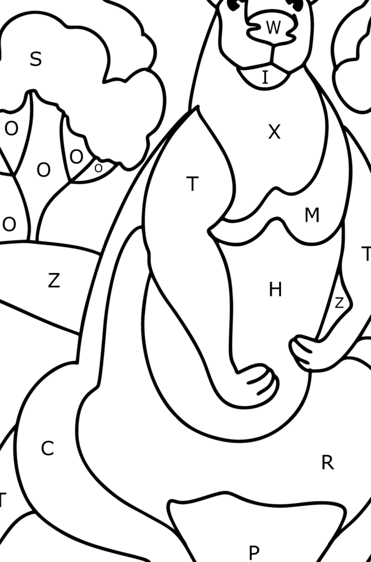 Giant Kangaroo coloring page - Coloring by Letters for Kids