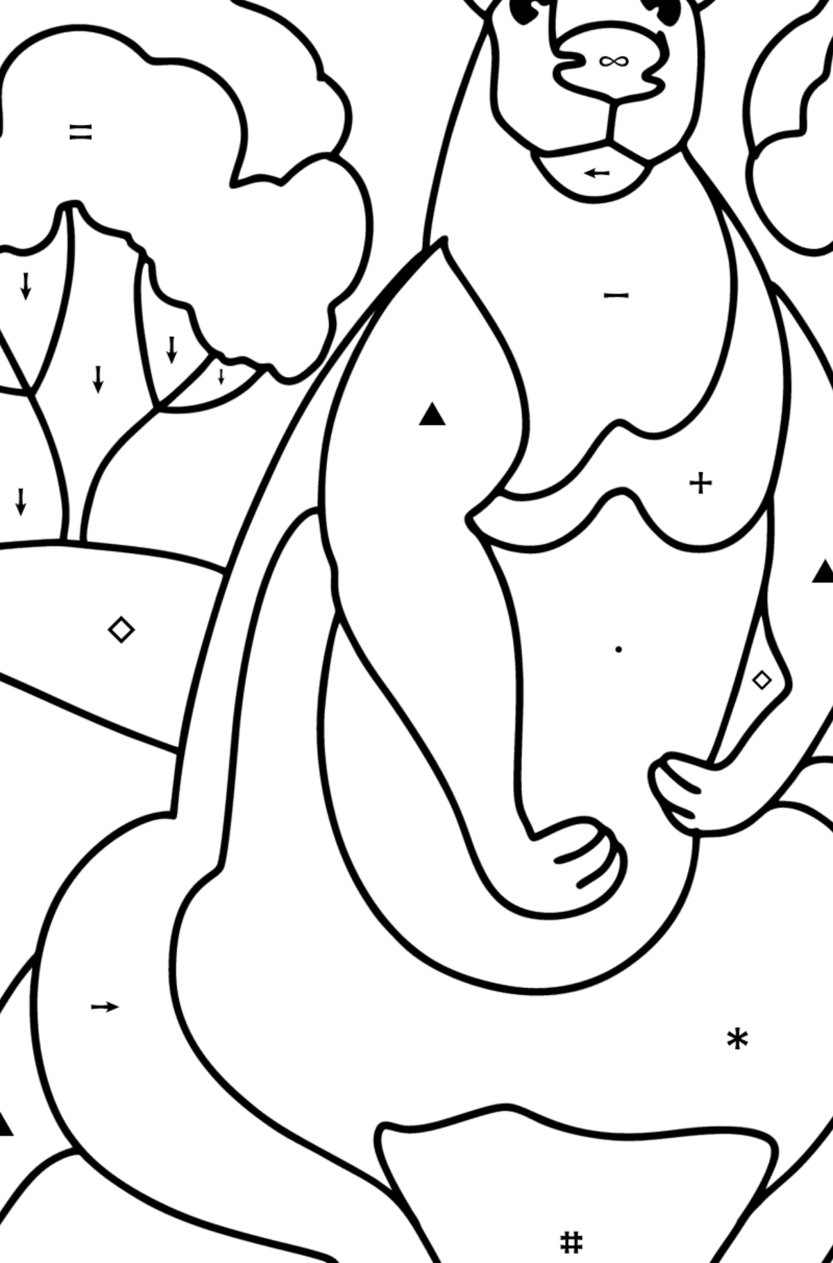 Giant Kangaroo coloring page - Coloring by Symbols for Kids