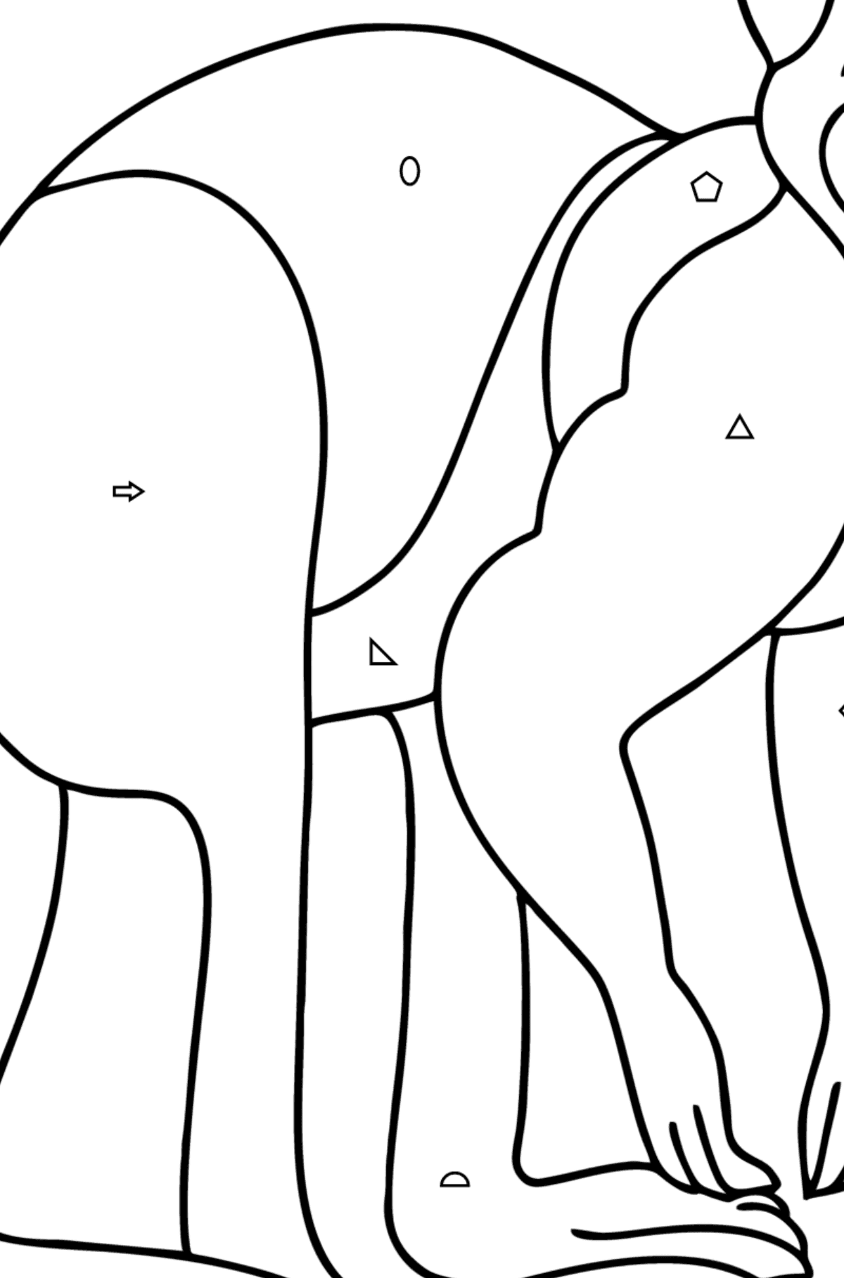 Omalovánka klokan zázvorový - Omalovánka podle Geometrických tvarů pro děti