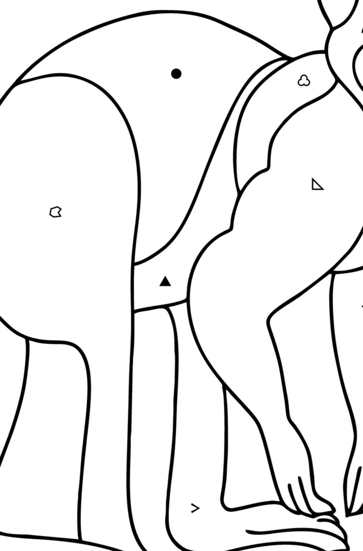 Omalovánka klokan zázvorový - Omalovánka podle Symbolů a Geometrickým Tvarům pro děti