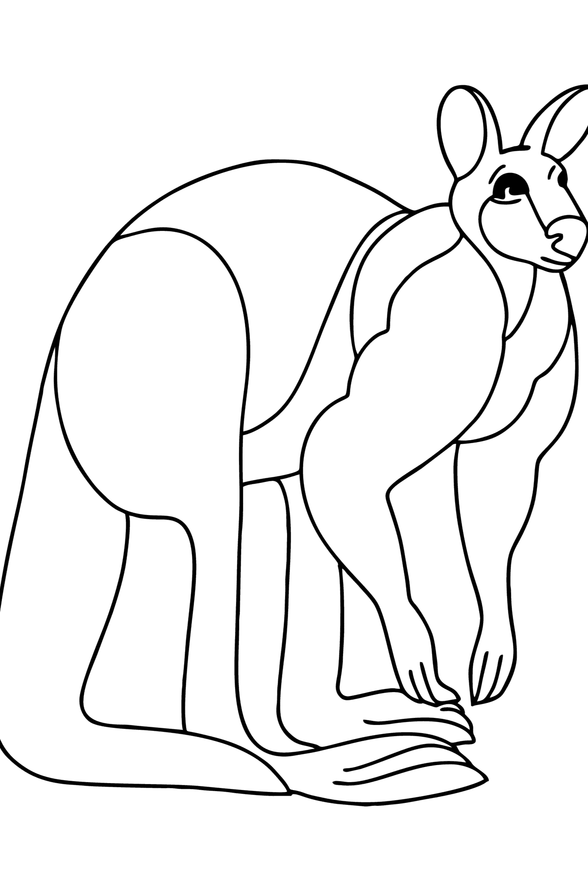 Tegning til farvning ingefær kænguru - Tegninger til farvelægning for børn