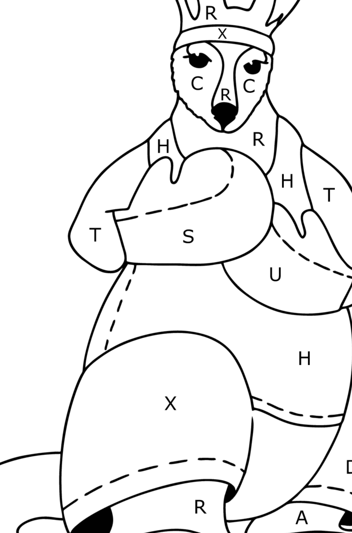 Kangaroo Boxer coloring page - Coloring by Letters for Kids