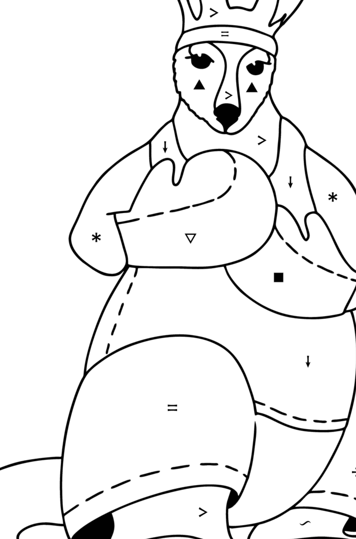 Kangaroo Boxer coloring page - Coloring by Symbols for Kids