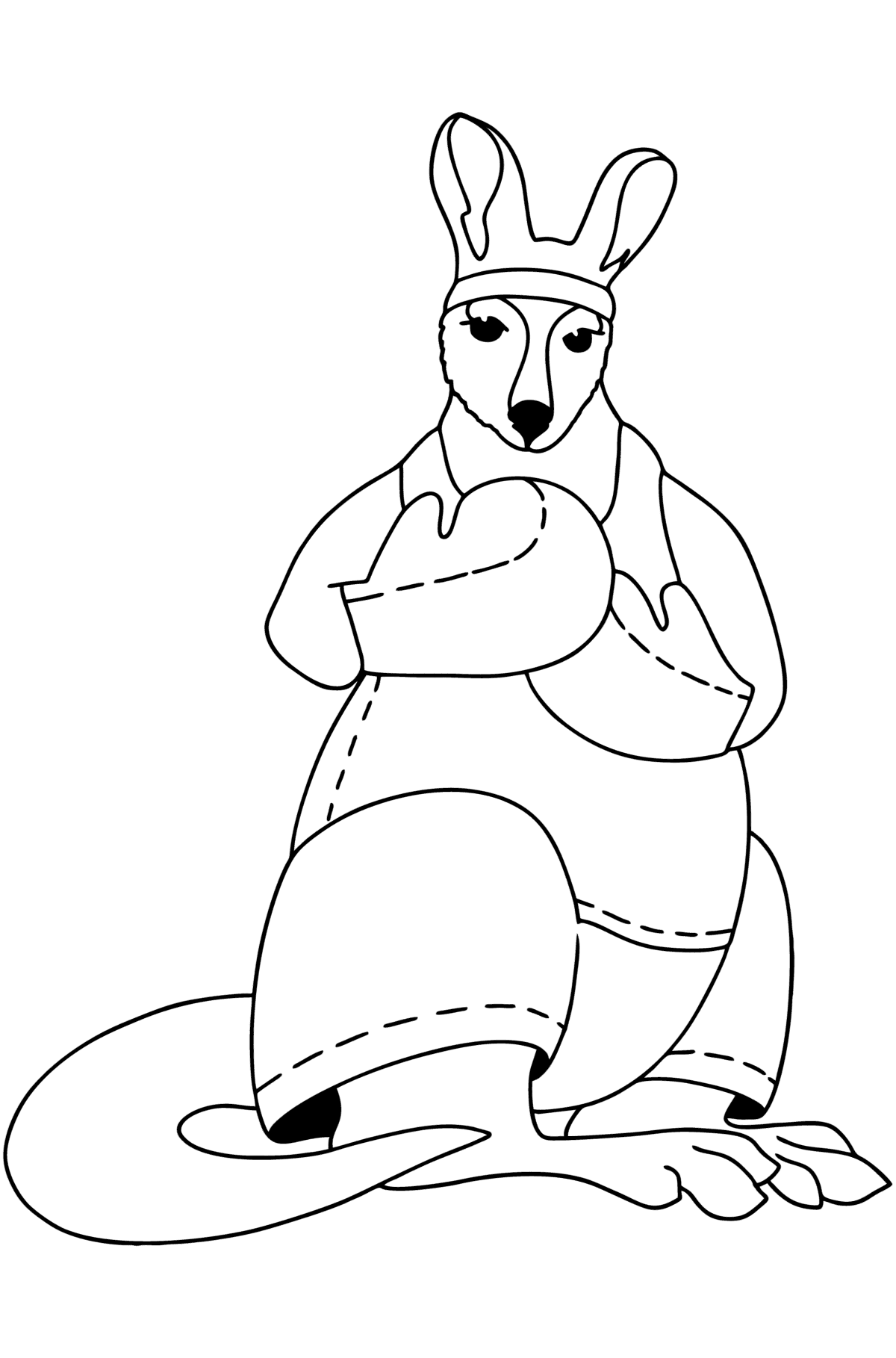 Tegning til farvning kænguru bokser - Tegninger til farvelægning for børn