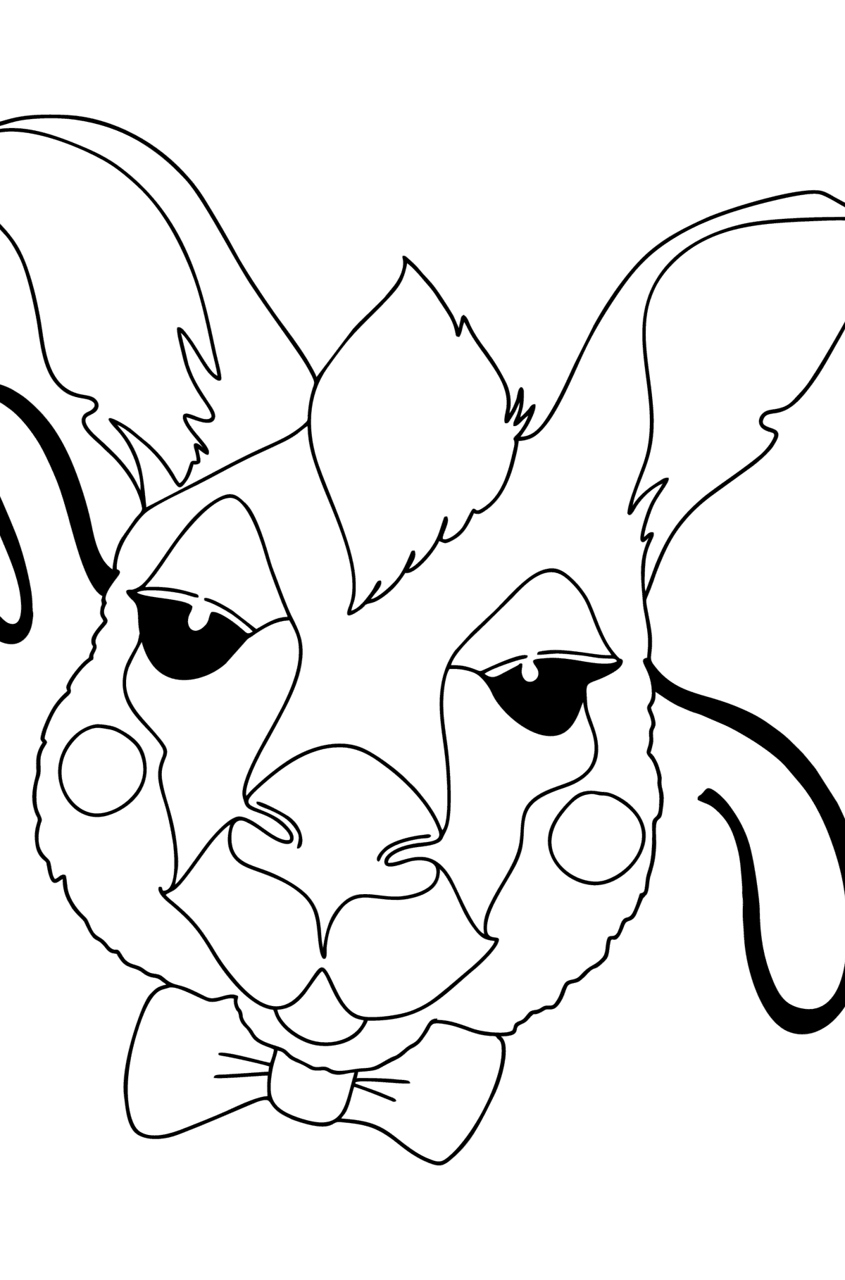 Tegning til farvning kænguru maske - Tegninger til farvelægning for børn