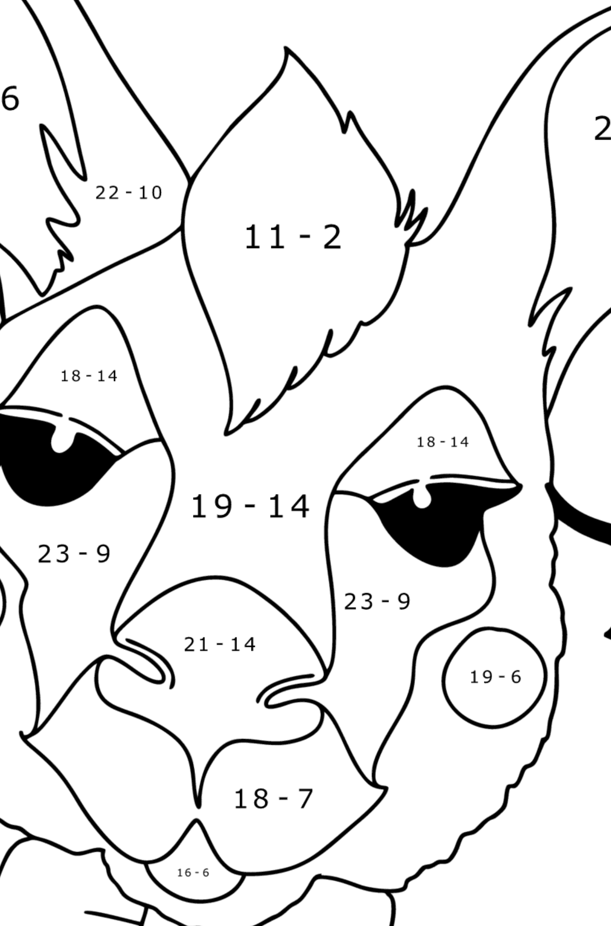 Kangaroo Mask coloring page - Math Coloring - Subtraction for Kids