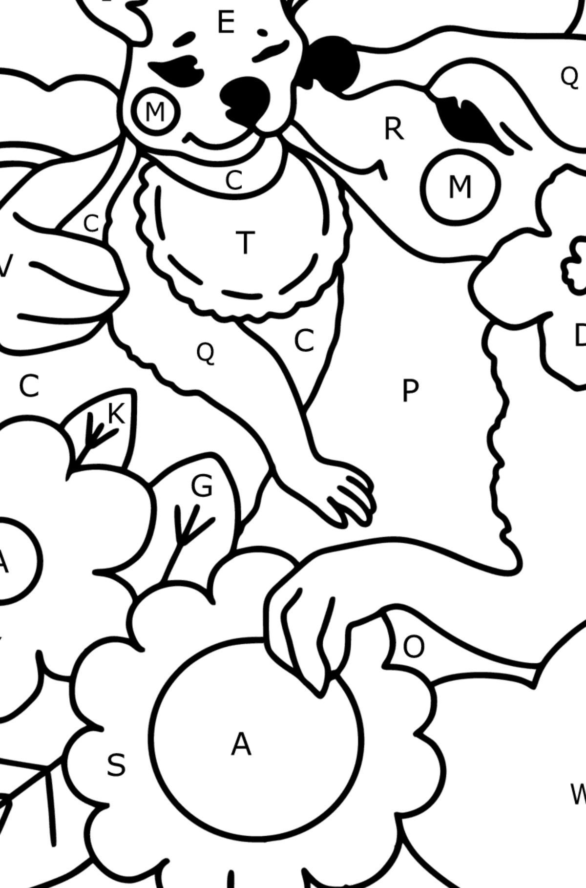 Coloring page Kangaroo Mother's Day Card - Coloring by Letters for Kids