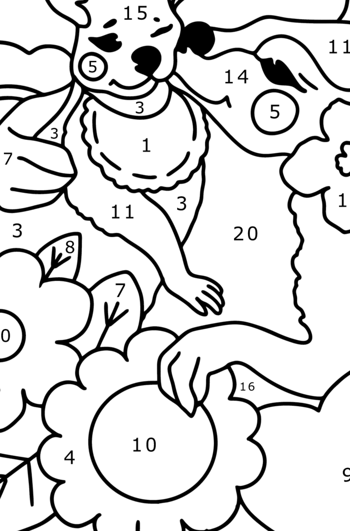 Coloring page Kangaroo Mother's Day Card - Coloring by Numbers for Kids