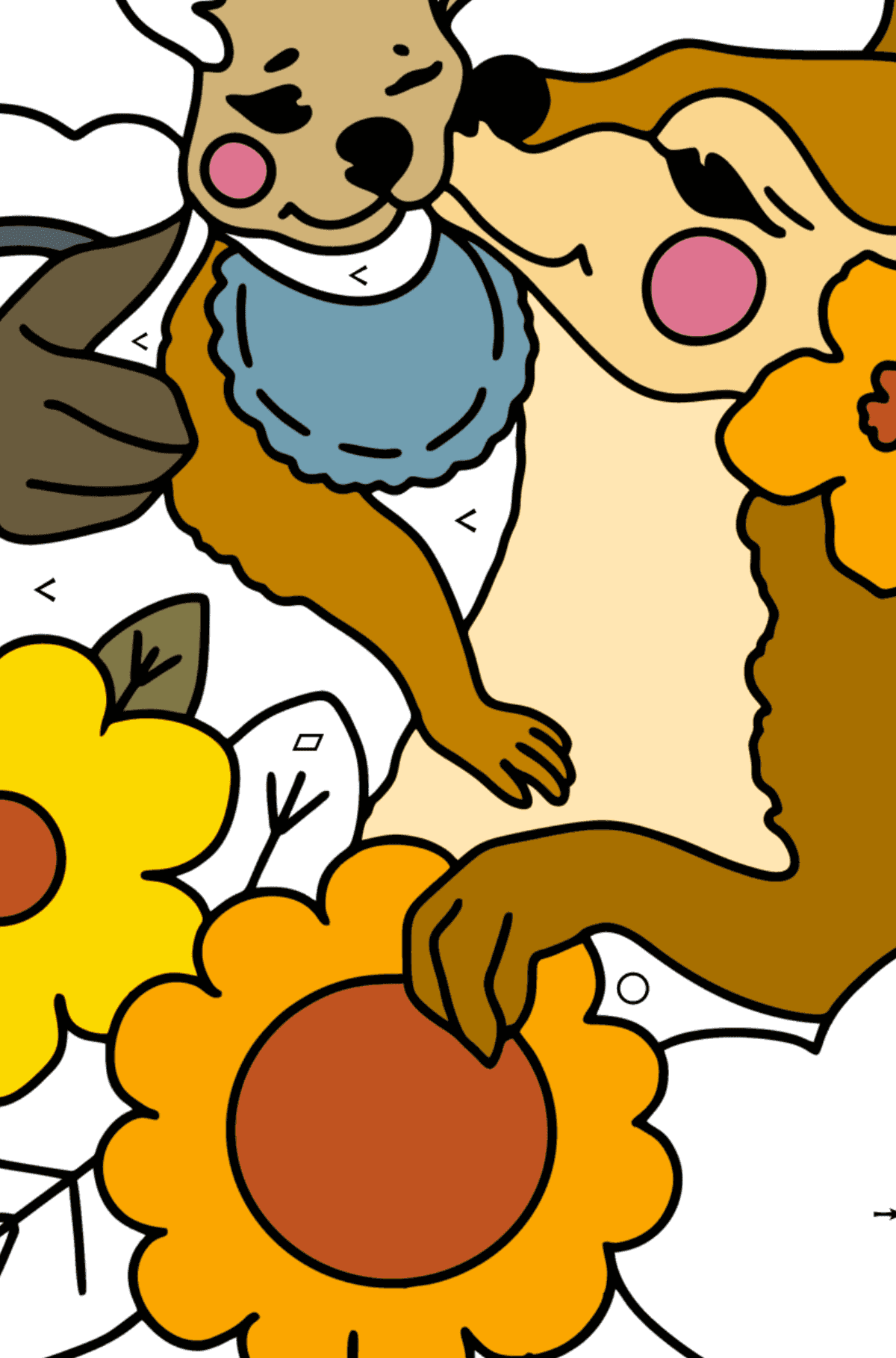Kolorowanka Kartka na Dzień Matki Kangura - Kolorowanie według symboli i figur geometrycznych dla dzieci