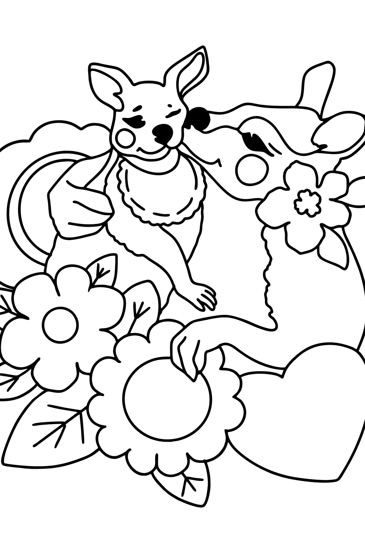 Coloring page Kangaroo Mother's Day Card - Coloring Pages for Kids