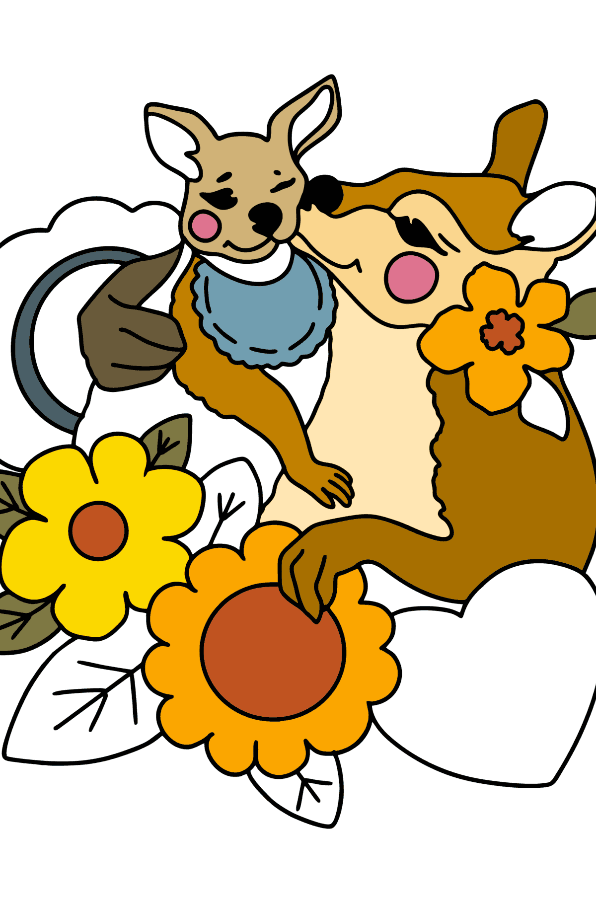 Раскраска Открытка День мамы с Кенгуру - Картинки для Детей