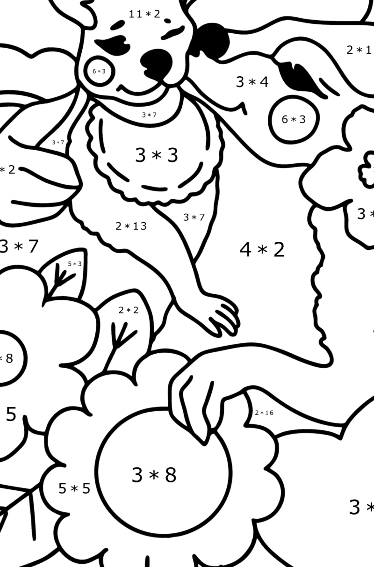 Coloring page Kangaroo Mother's Day Card - Math Coloring - Multiplication for Kids