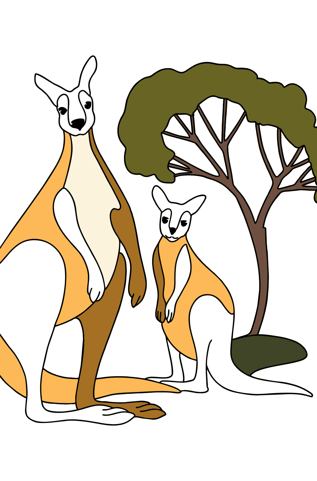 Simple coloring page cartoon baby kangaroo online and print 