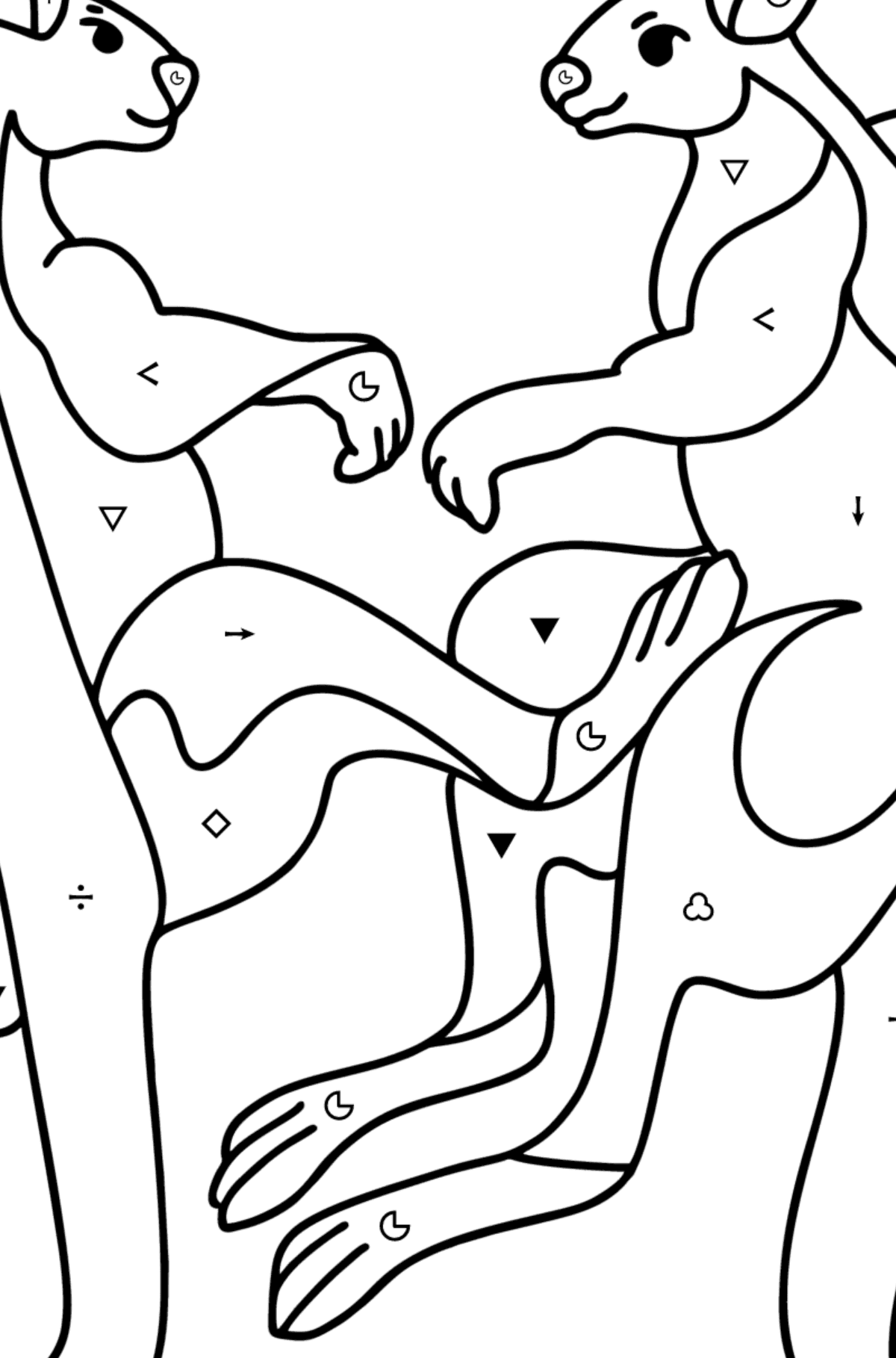 Kangaroo Wrestling coloring page - Coloring by Symbols and Geometric Shapes for Kids