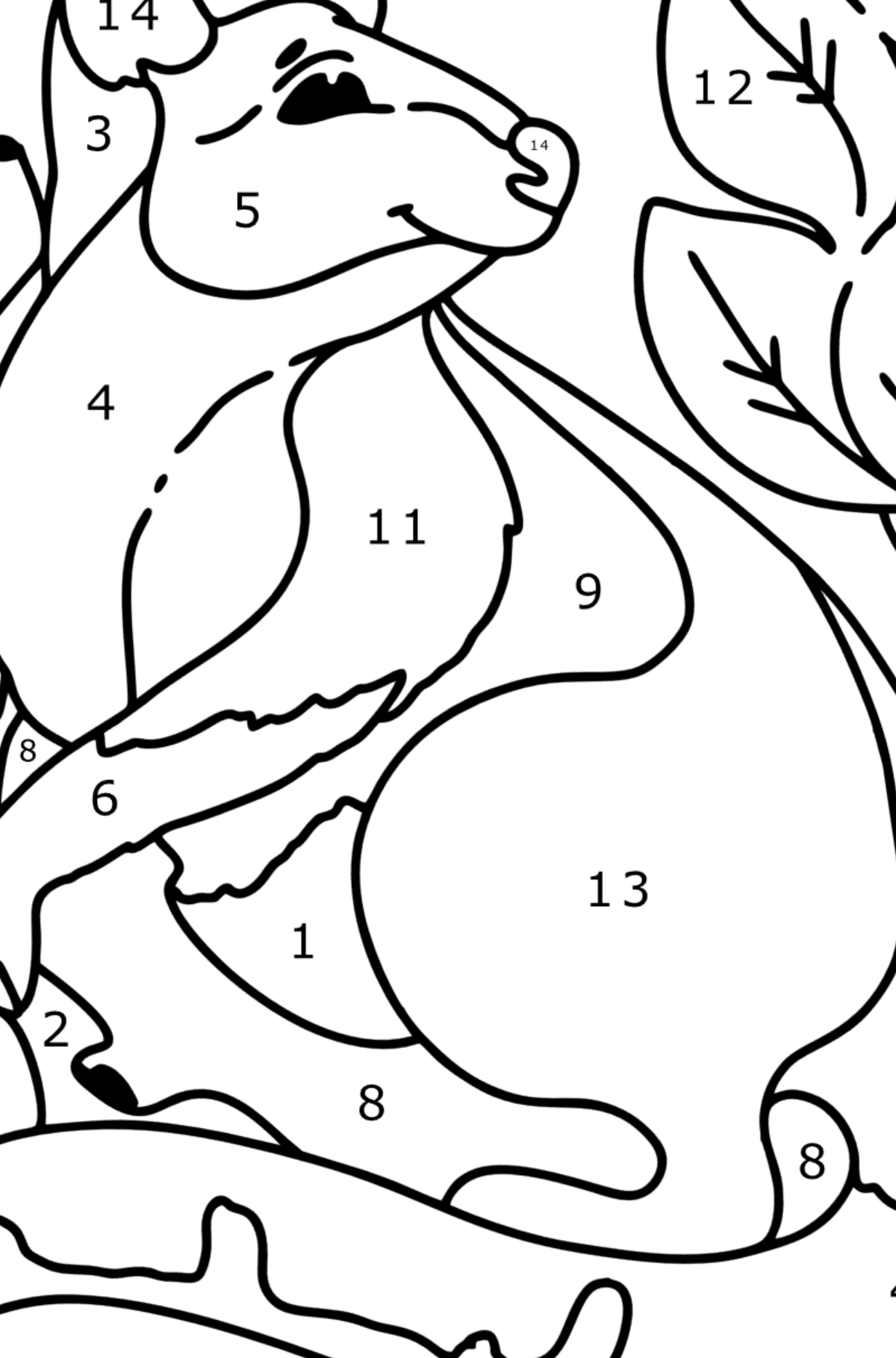 Coloring page - Tree Kangaroo - Coloring by Numbers for Kids