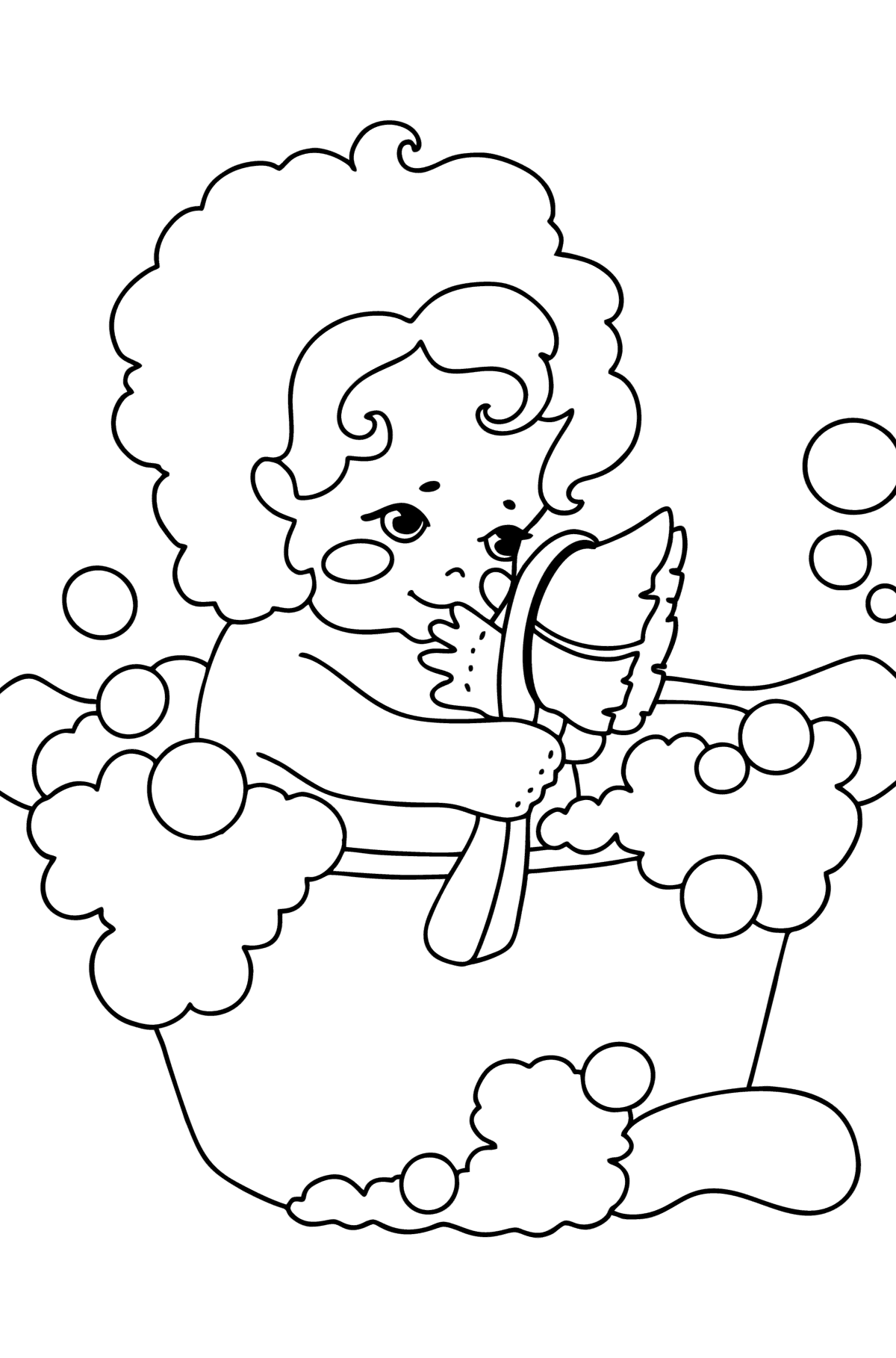 Baby bathes сoloring page - Coloring Pages for Kids