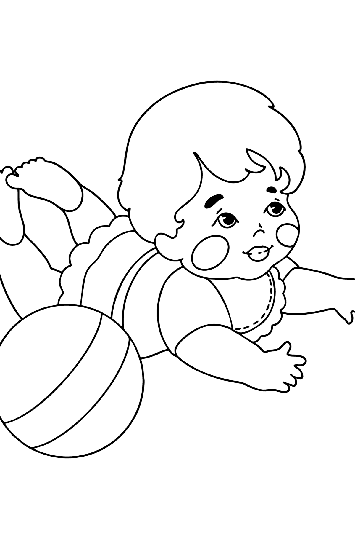 Раскраска Малышка с мячом - Картинки для Детей