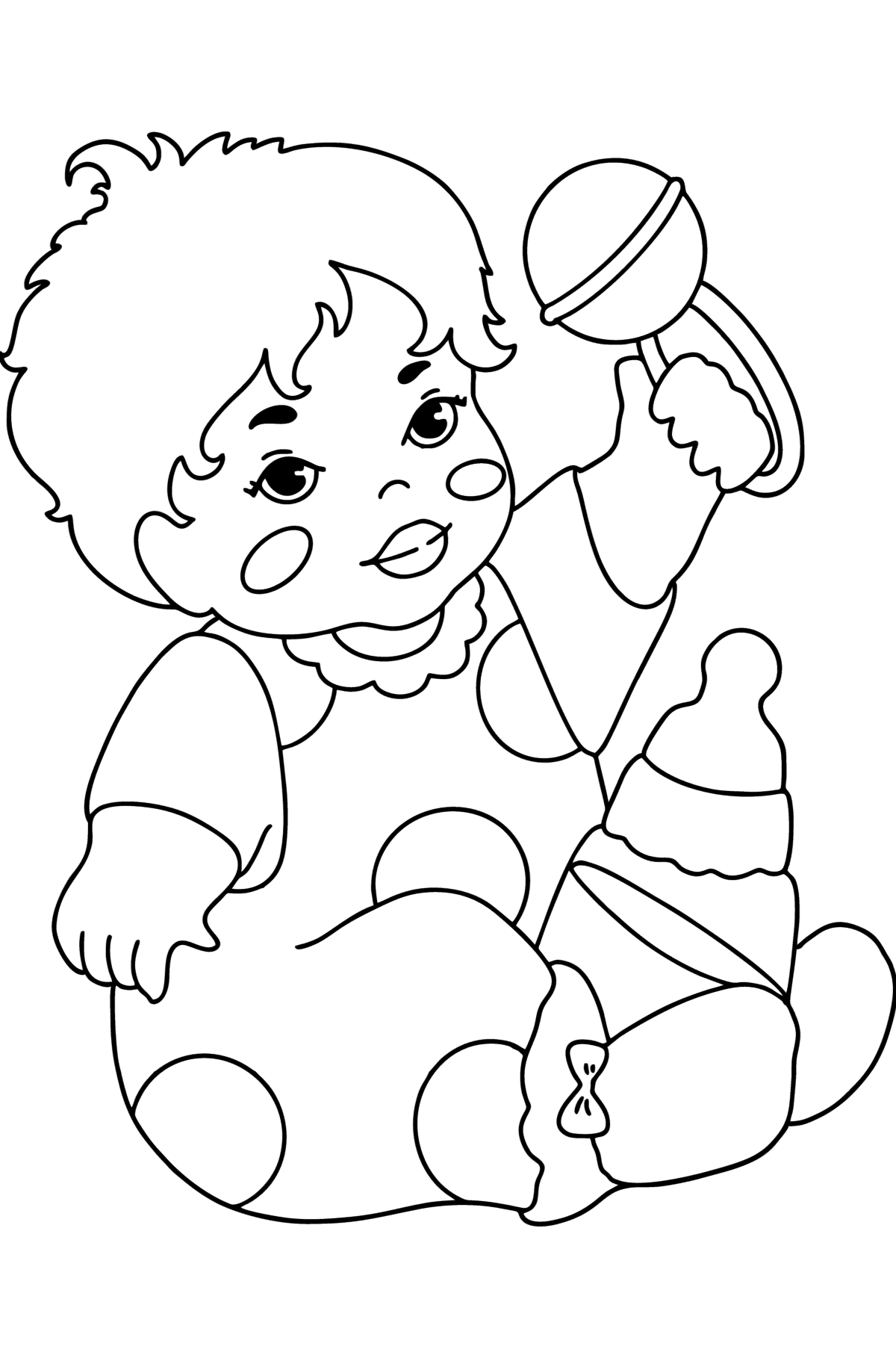 Baby with a rattle сoloring page - Coloring Pages for Kids