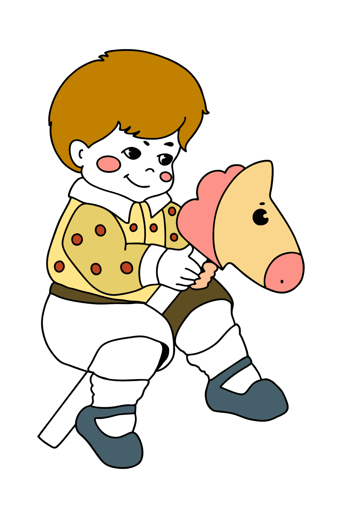 Desen de colorat Băiat și cal - Desene de colorat pentru copii