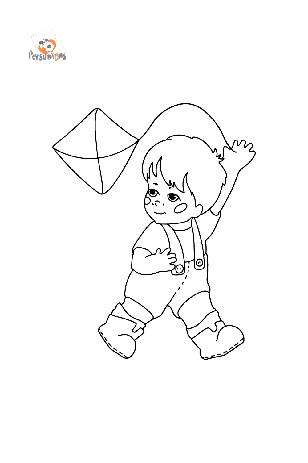 Boy and kite oloring page online and print for free 