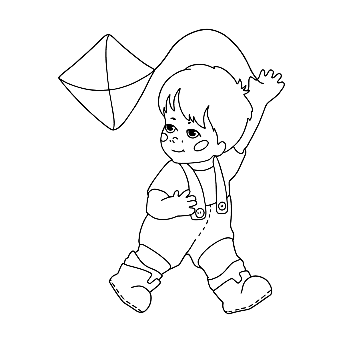 Boy and kite сoloring page ♥ Online and Print for Free!