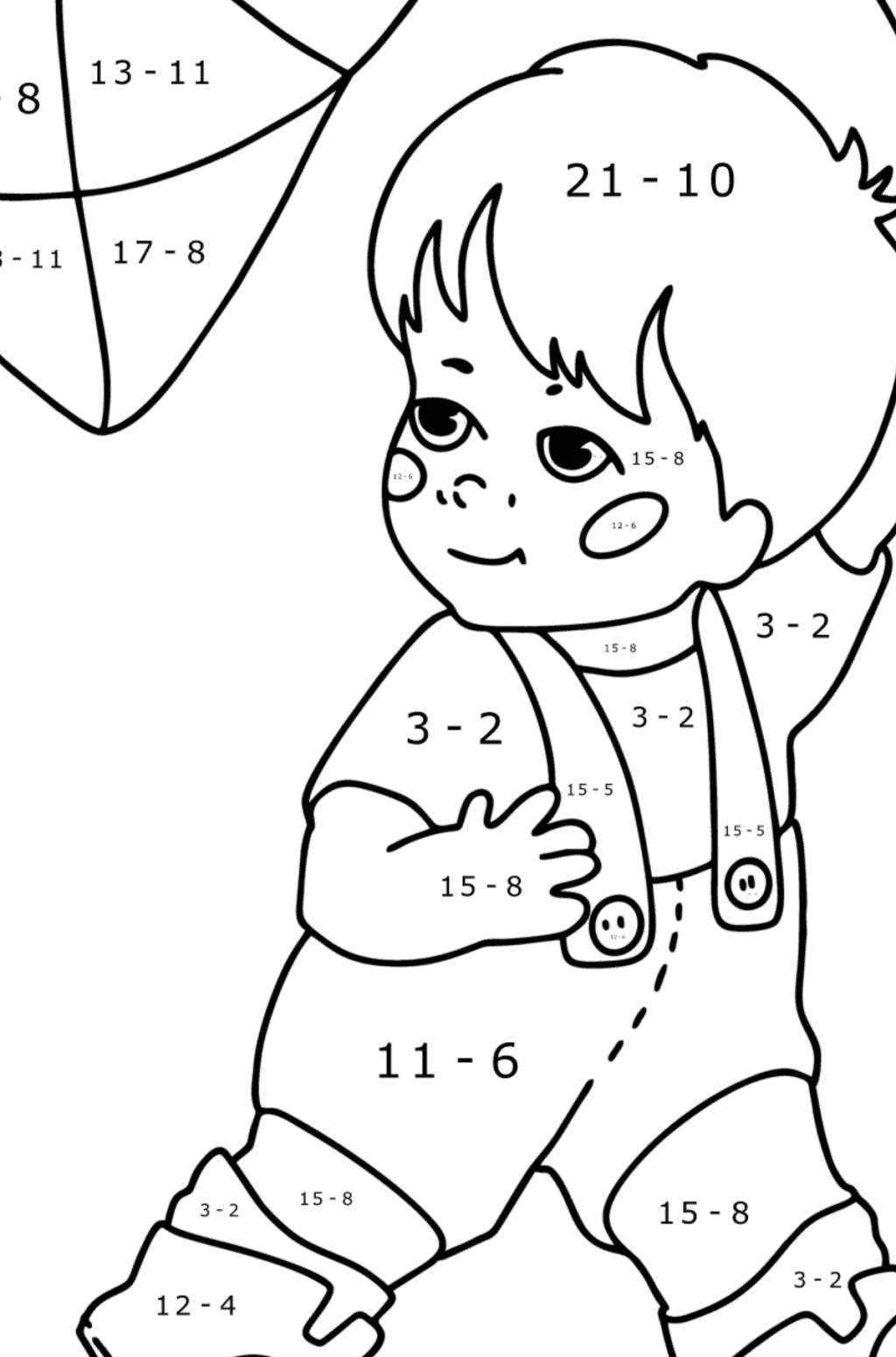 Boy and kite oloring page online and print for free 
