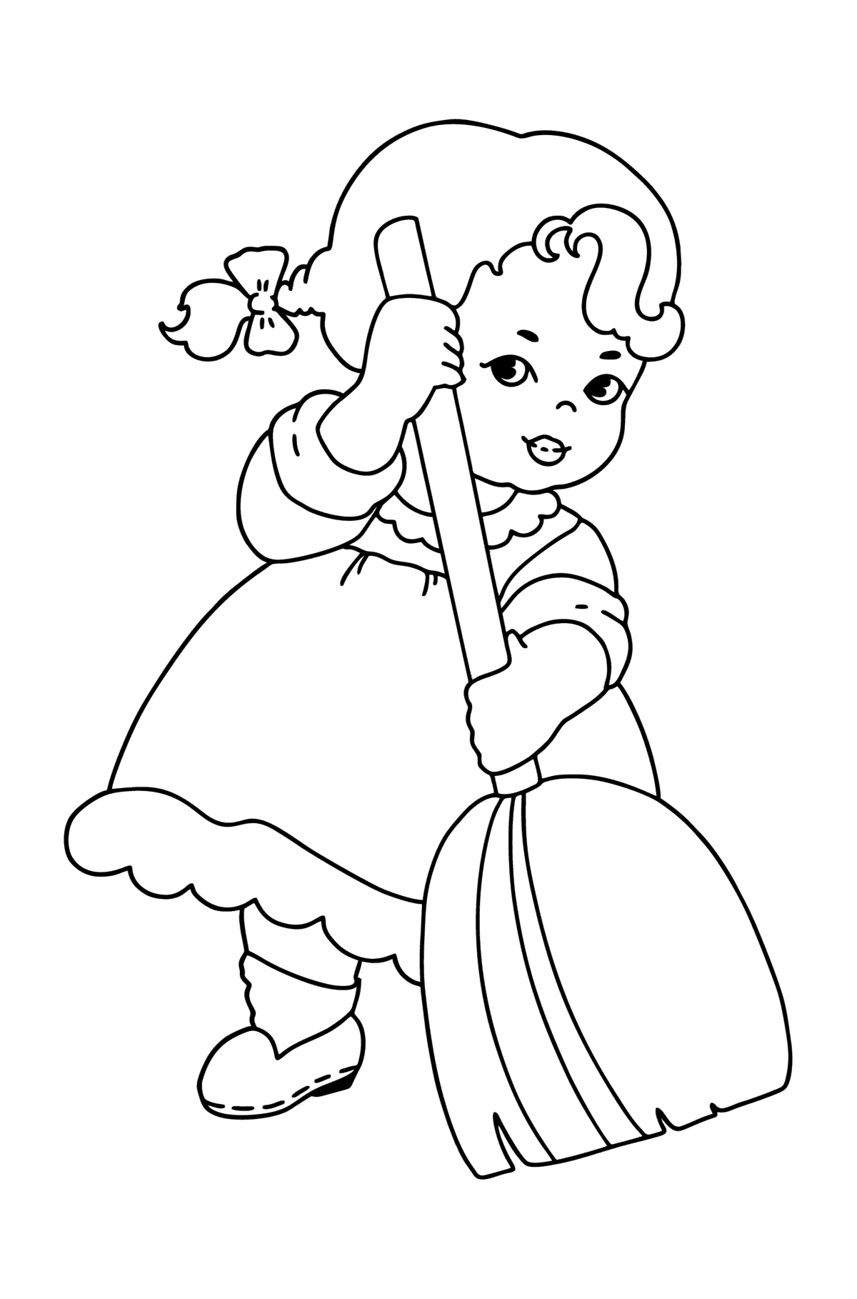 The girl is cleaning сoloring page - Coloring Pages for Kids