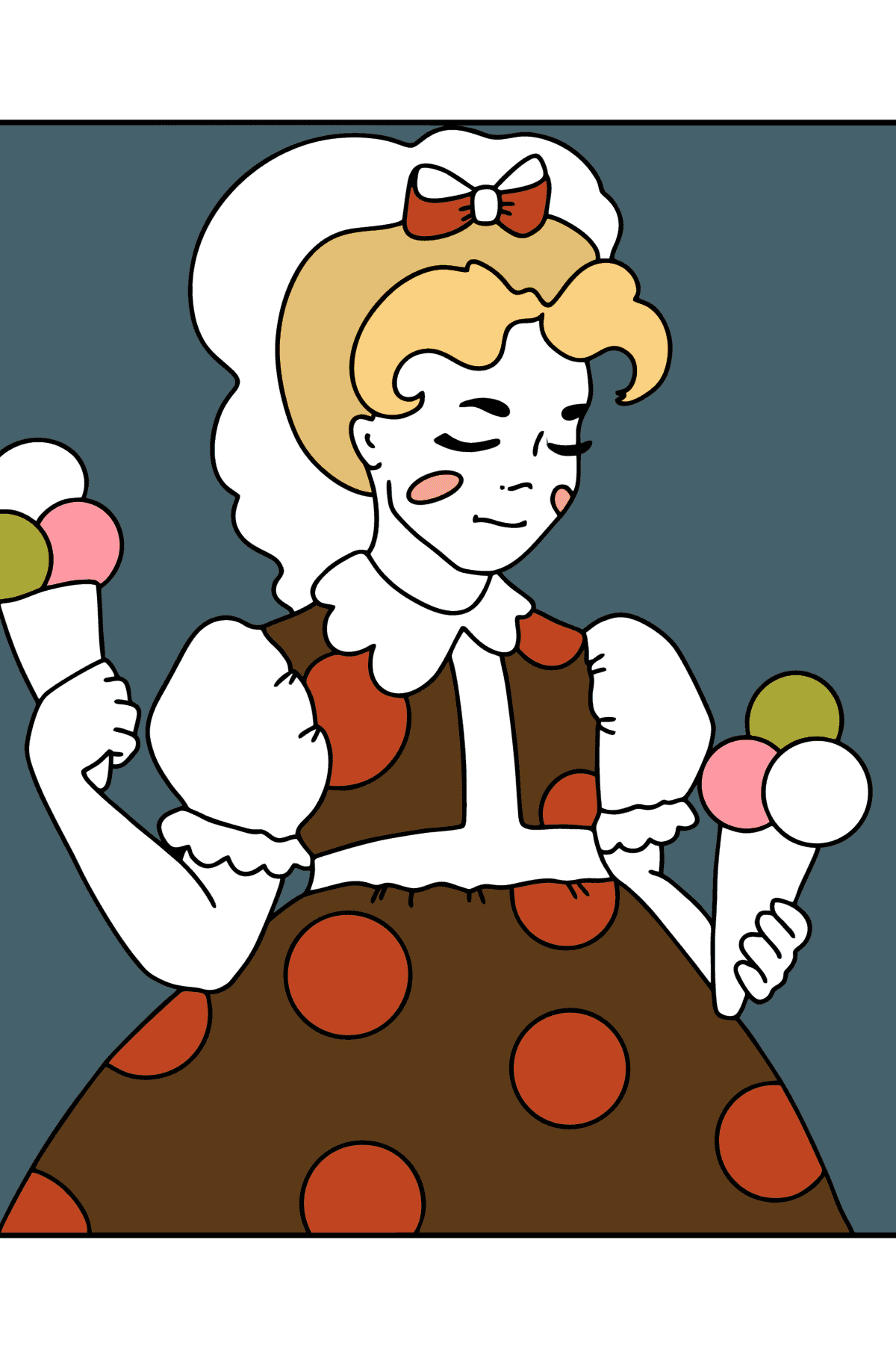 Girl with ice cream сoloring page - Coloring Pages for Kids