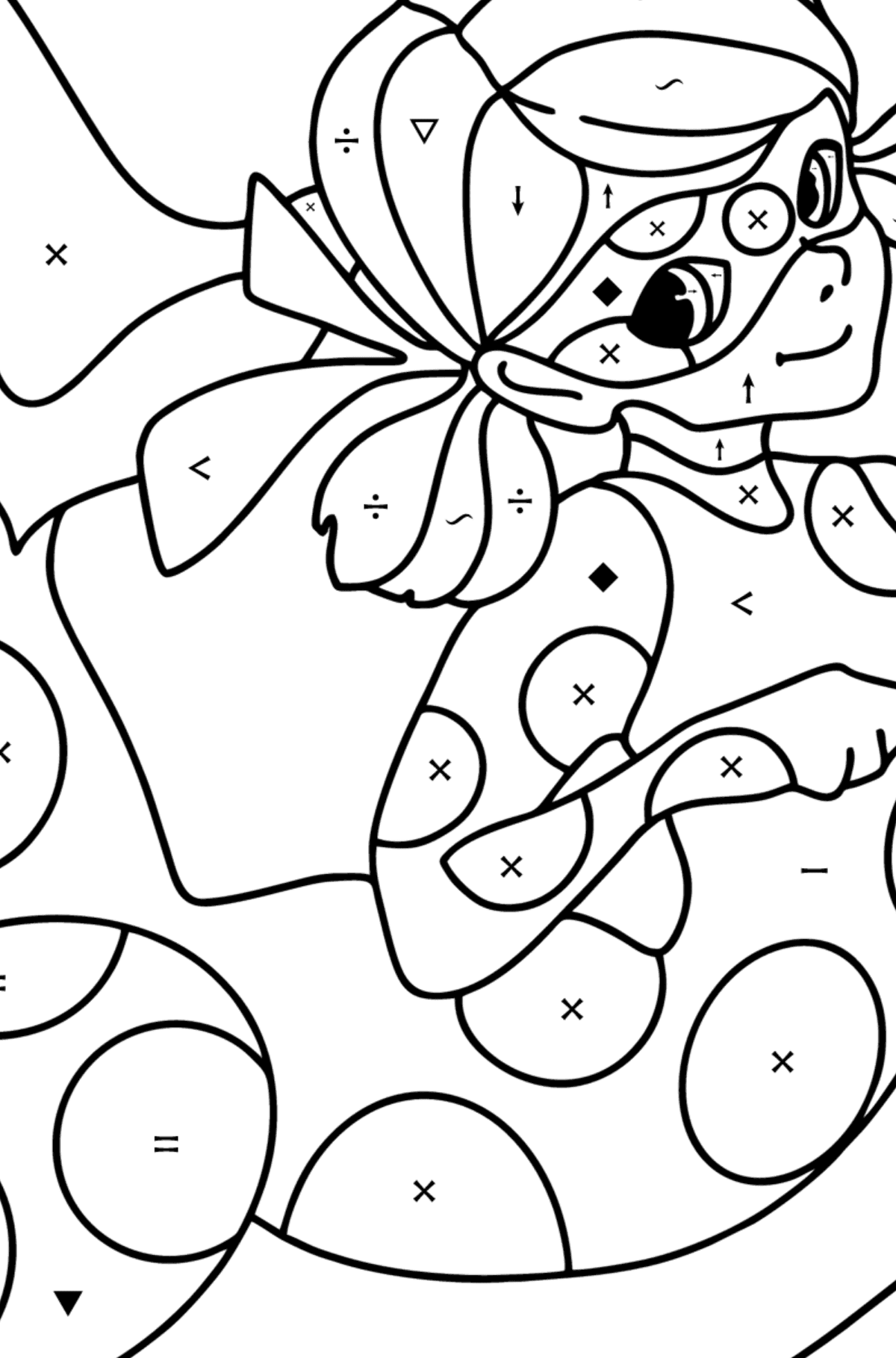 Coloriage Aqua Ladybug - Coloriage par Symboles pour les Enfants