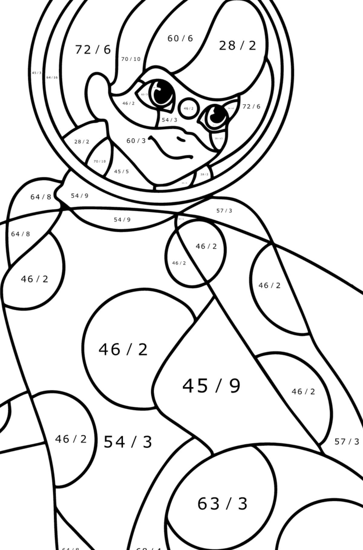 Ausmalbild Cosmo bug - Mathe Ausmalbilder - Division für Kinder
