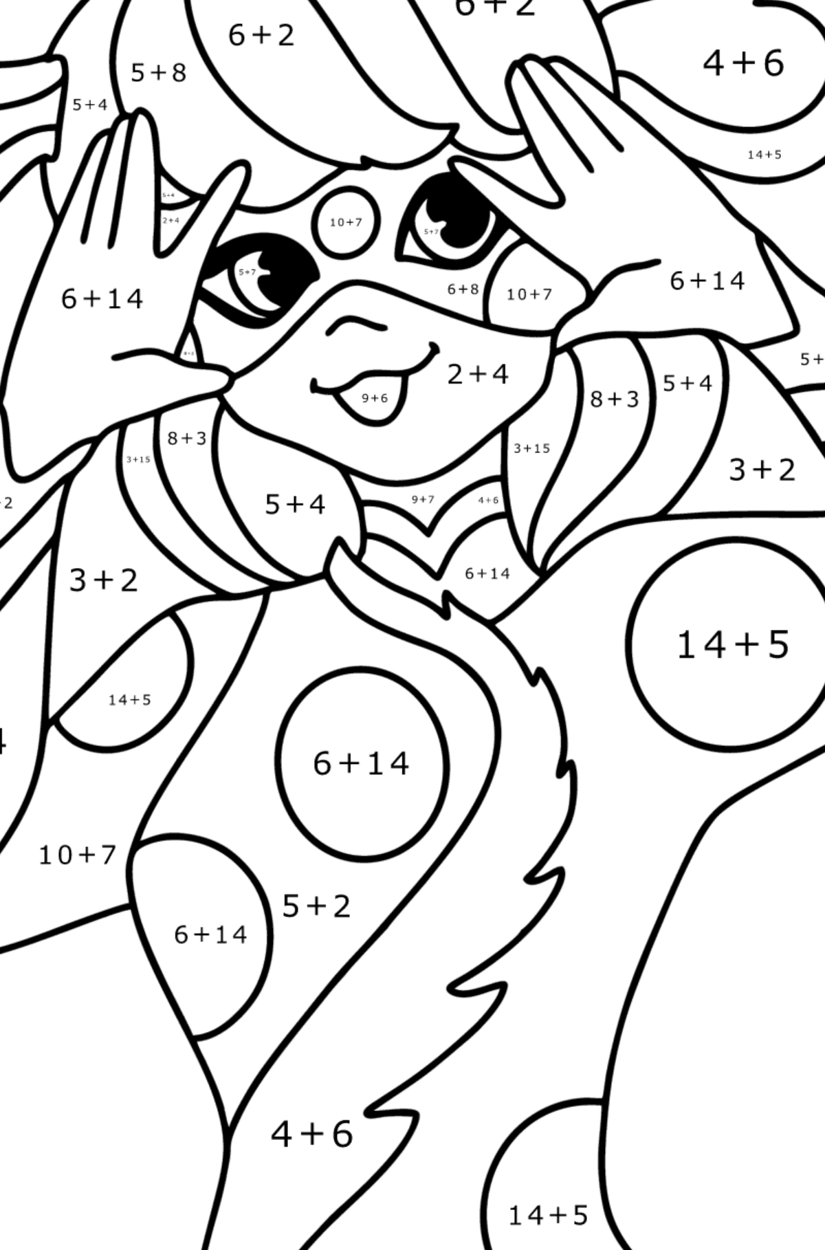 Omalovánka Dragon Bug - Matematická Omalovánka - Sčítání pro děti