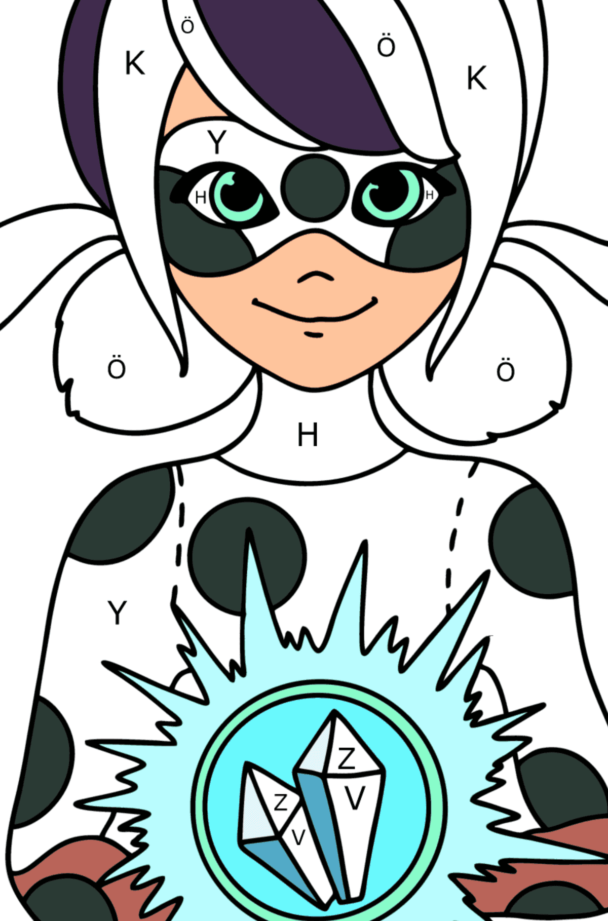 Värityskuva Lady Ice - Väritys Kirjaimien mukaan lapsille