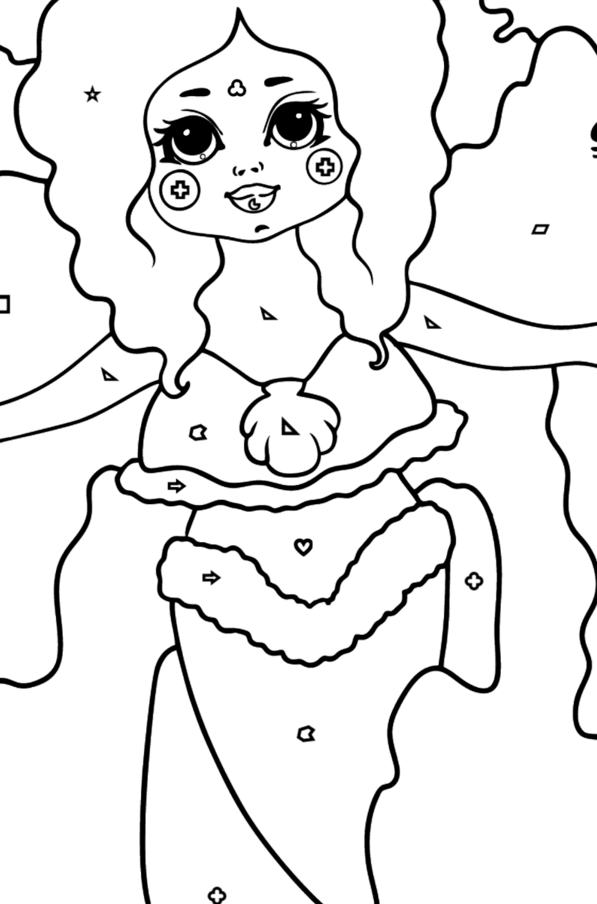 Mermaid and Colorful Corals coloring page - Coloring by Geometric Shapes for Kids