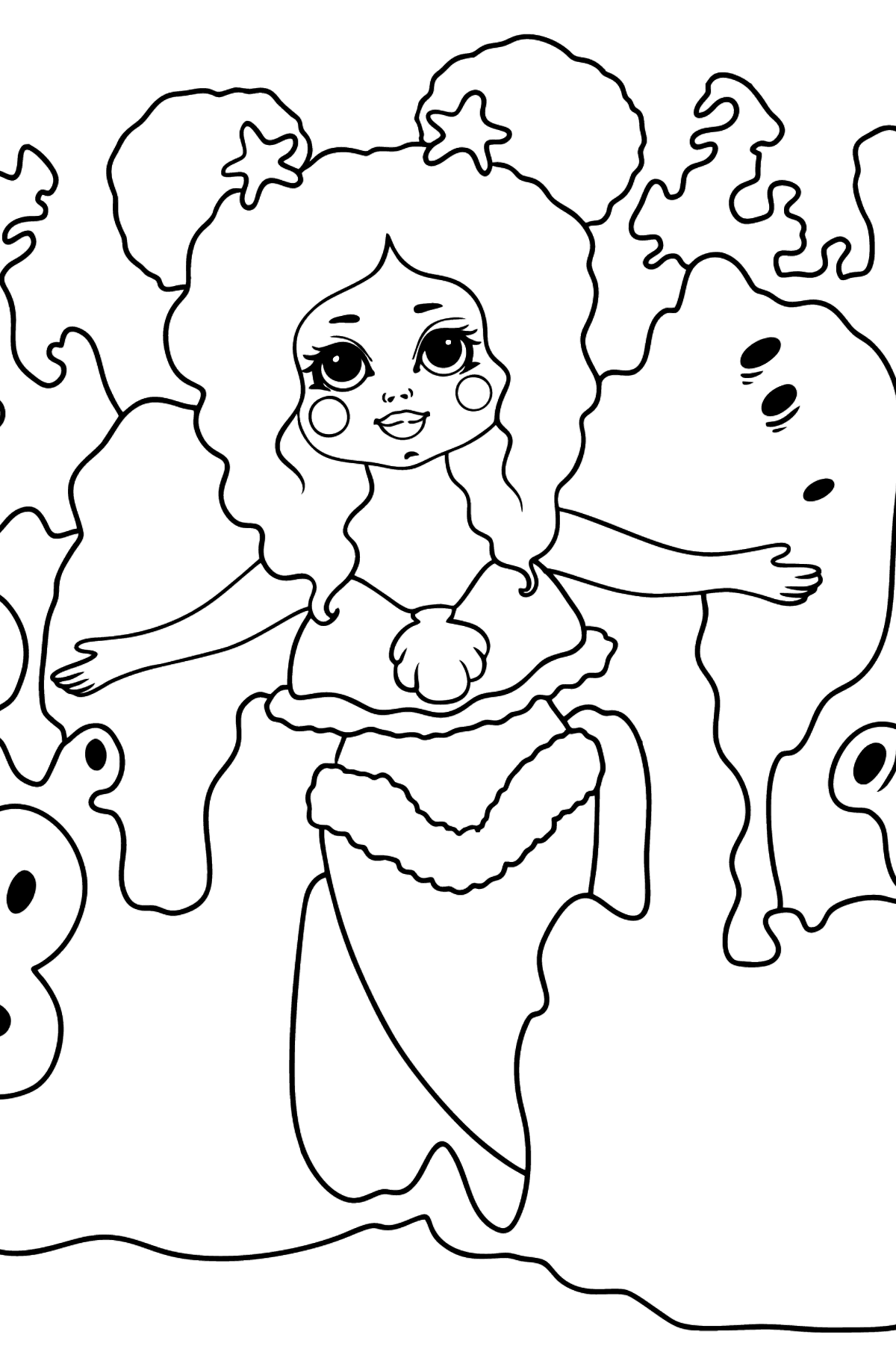 Tegning til farvning havfrue til babyer - Tegninger til farvelægning for børn
