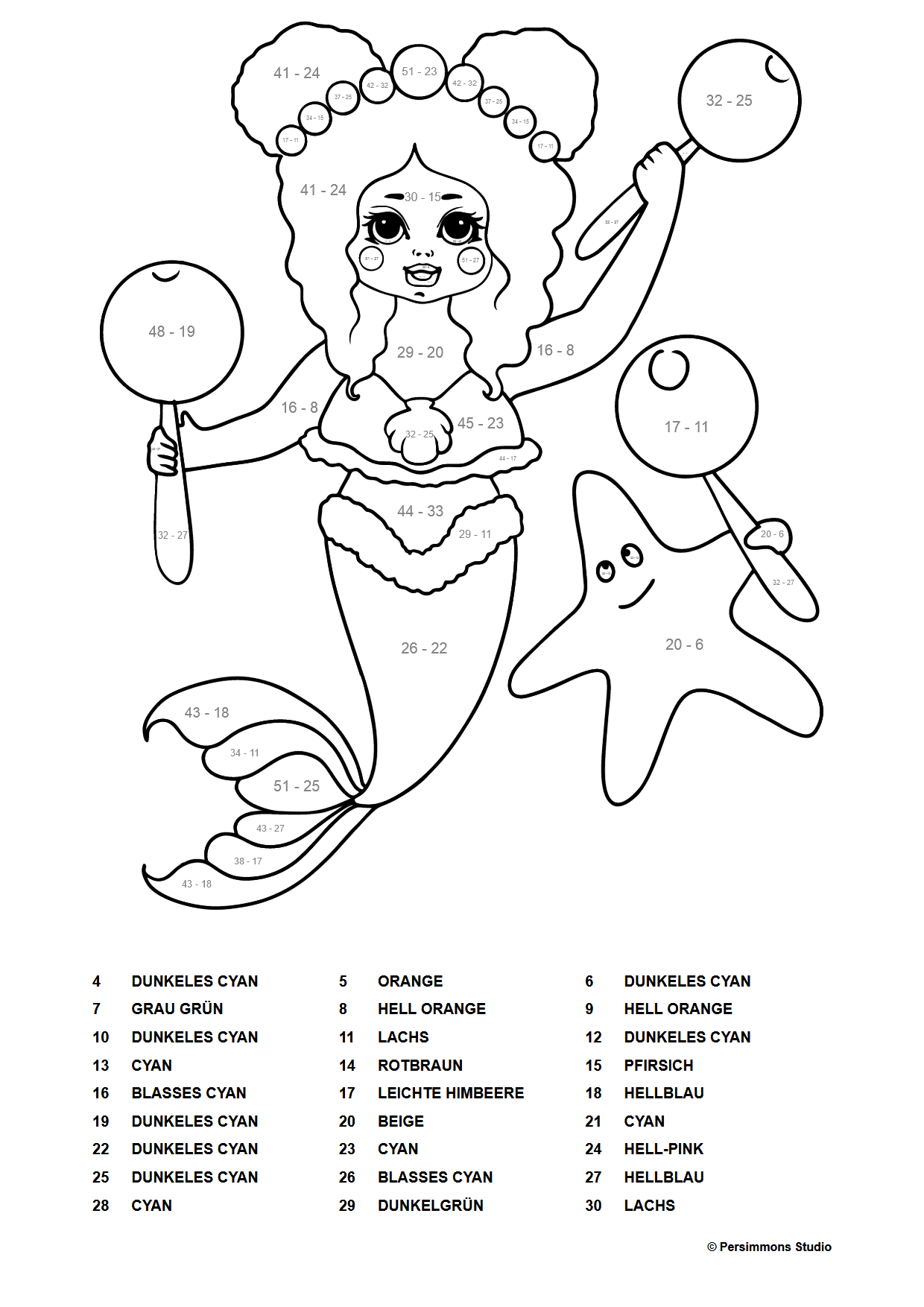 Meerjungfrau und Maracas Ausmalbild ♥ Kostenlos drucken