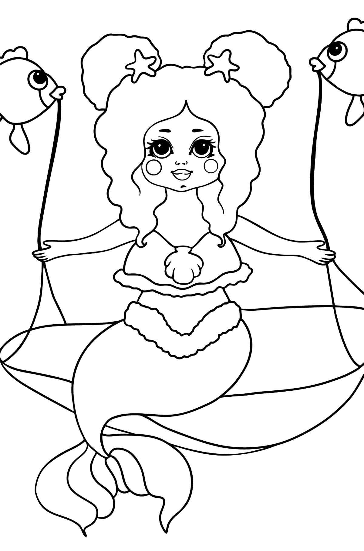 Mermaid and Two Fish coloring page - Coloring Pages for Kids