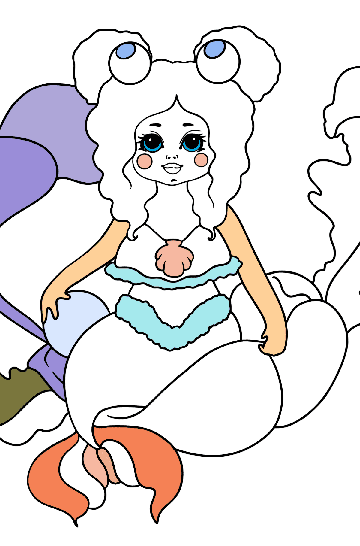 Mermaid is Resting coloring page - Coloring Pages for Kids