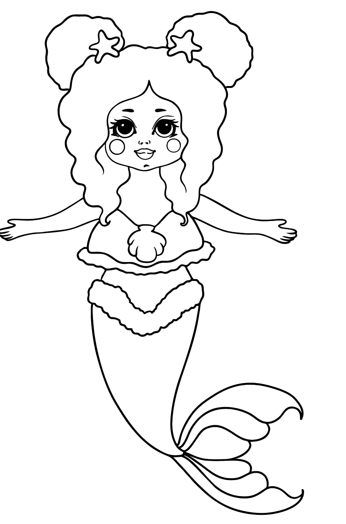Mermaid with Yellow Tail coloring page - Coloring Pages for Kids