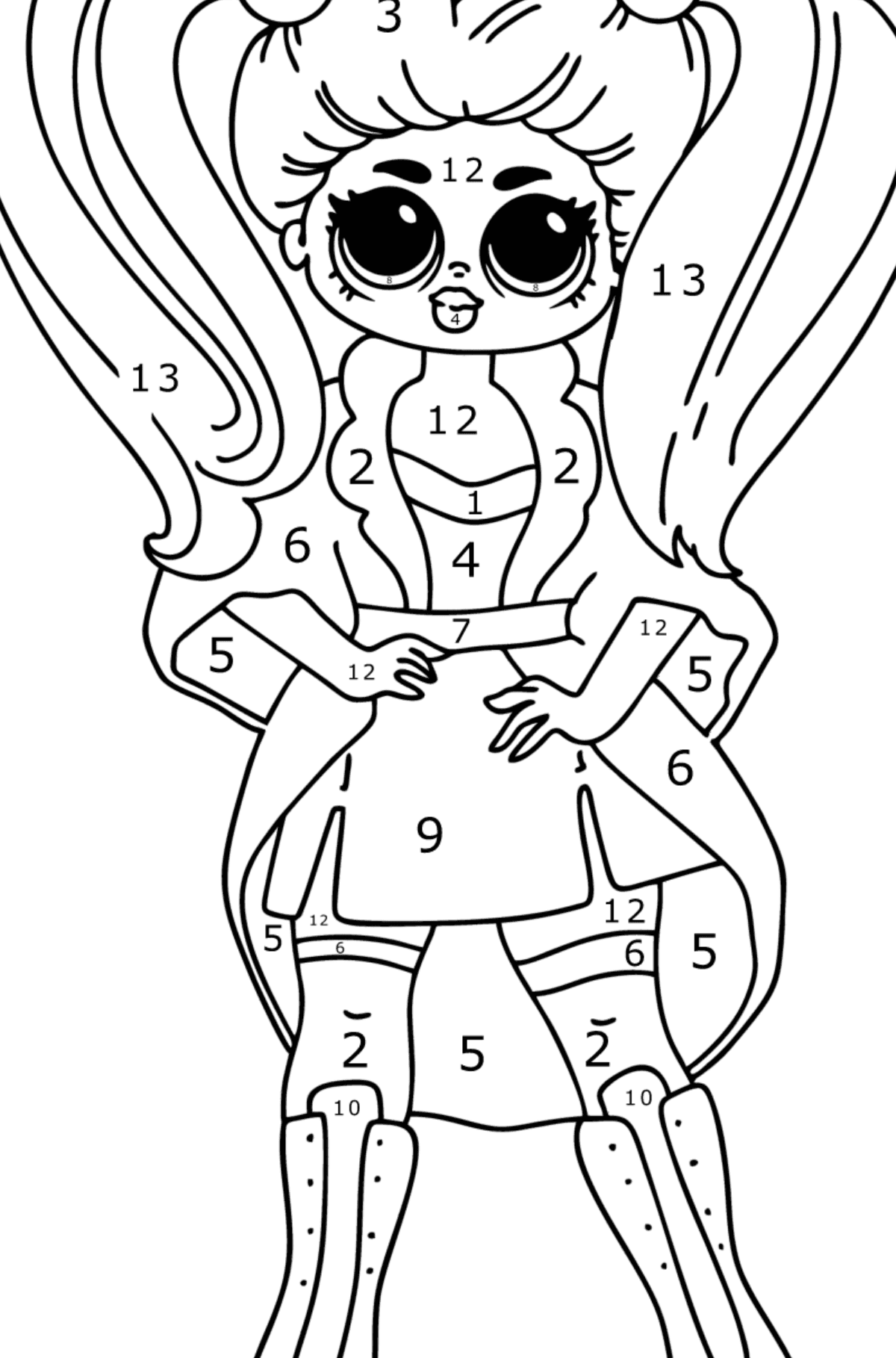 Coloring page LOL OMG Doll - Coloring by Numbers for Kids