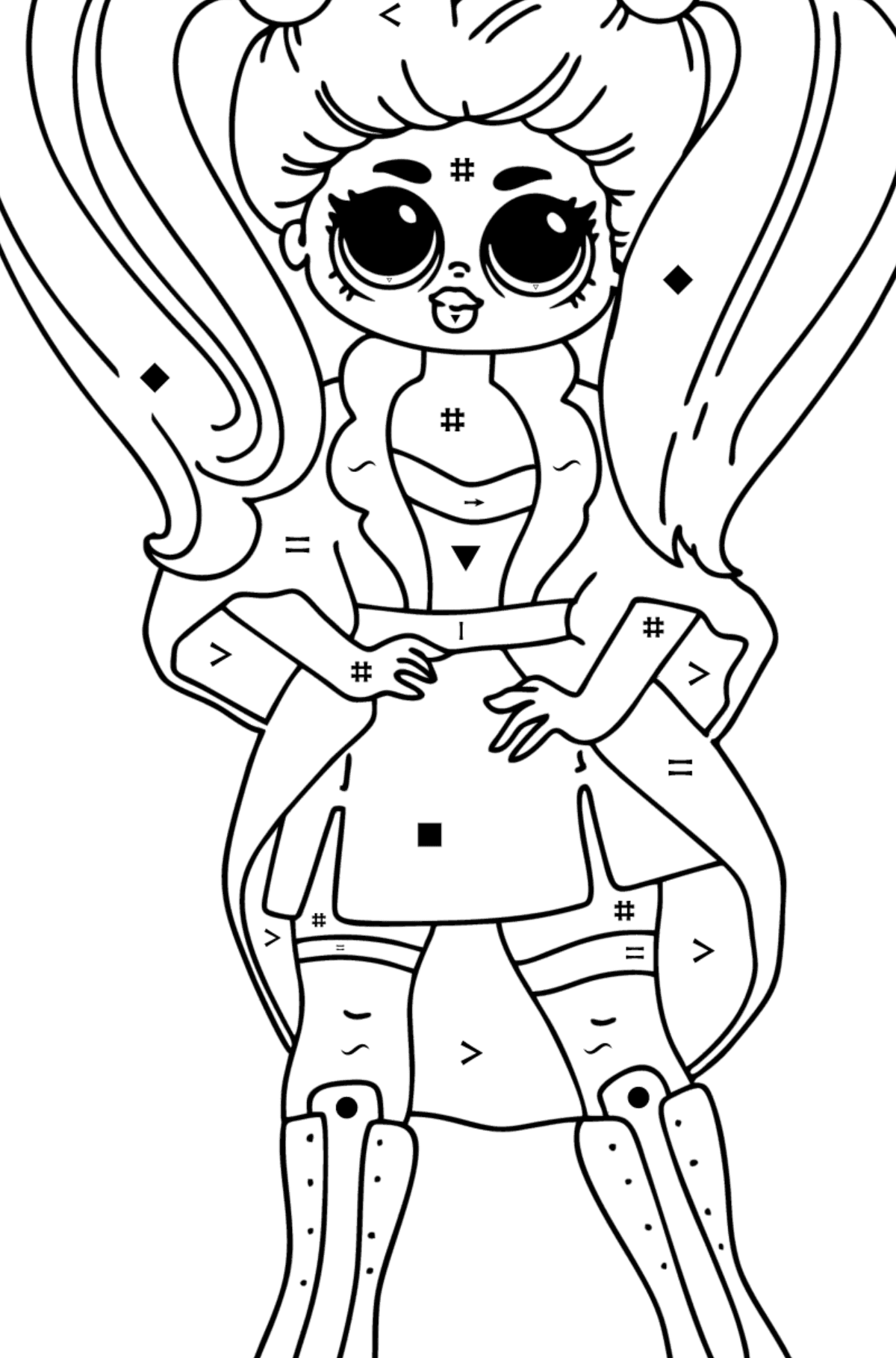 Coloring page LOL OMG Doll - Coloring by Symbols for Kids