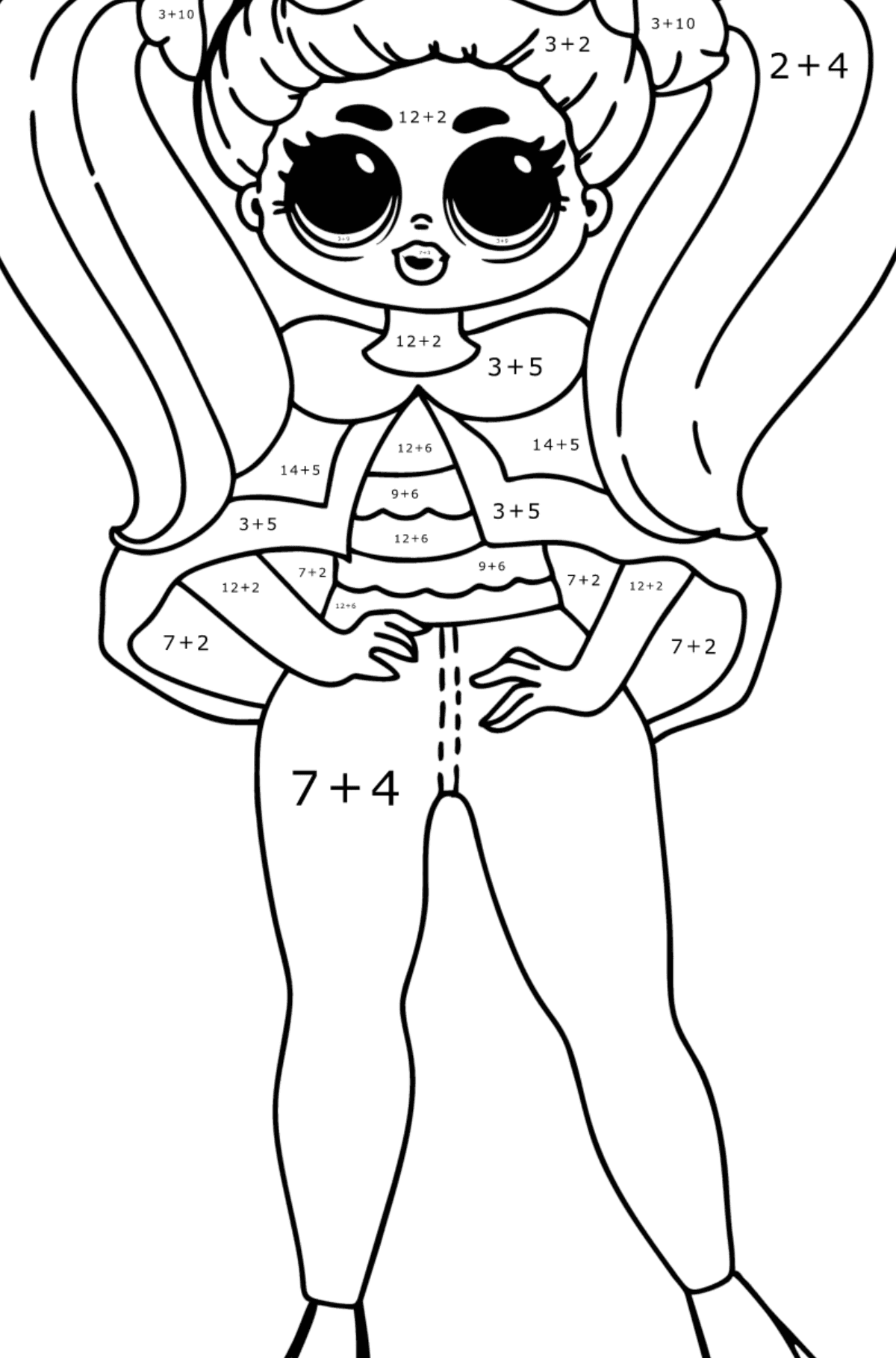 Coloring page LOL Surprise OMG - Math Coloring - Addition for Kids