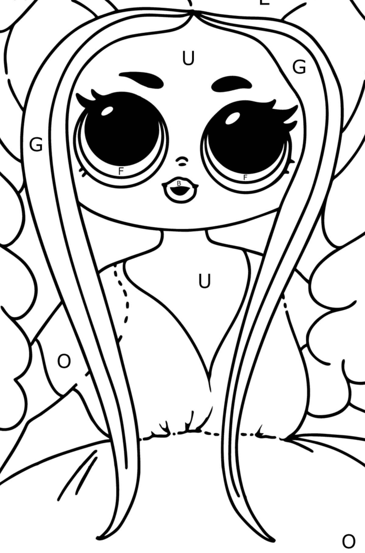 Coloring page LOL OMG Honeylicious Doll - Coloring by Letters for Kids