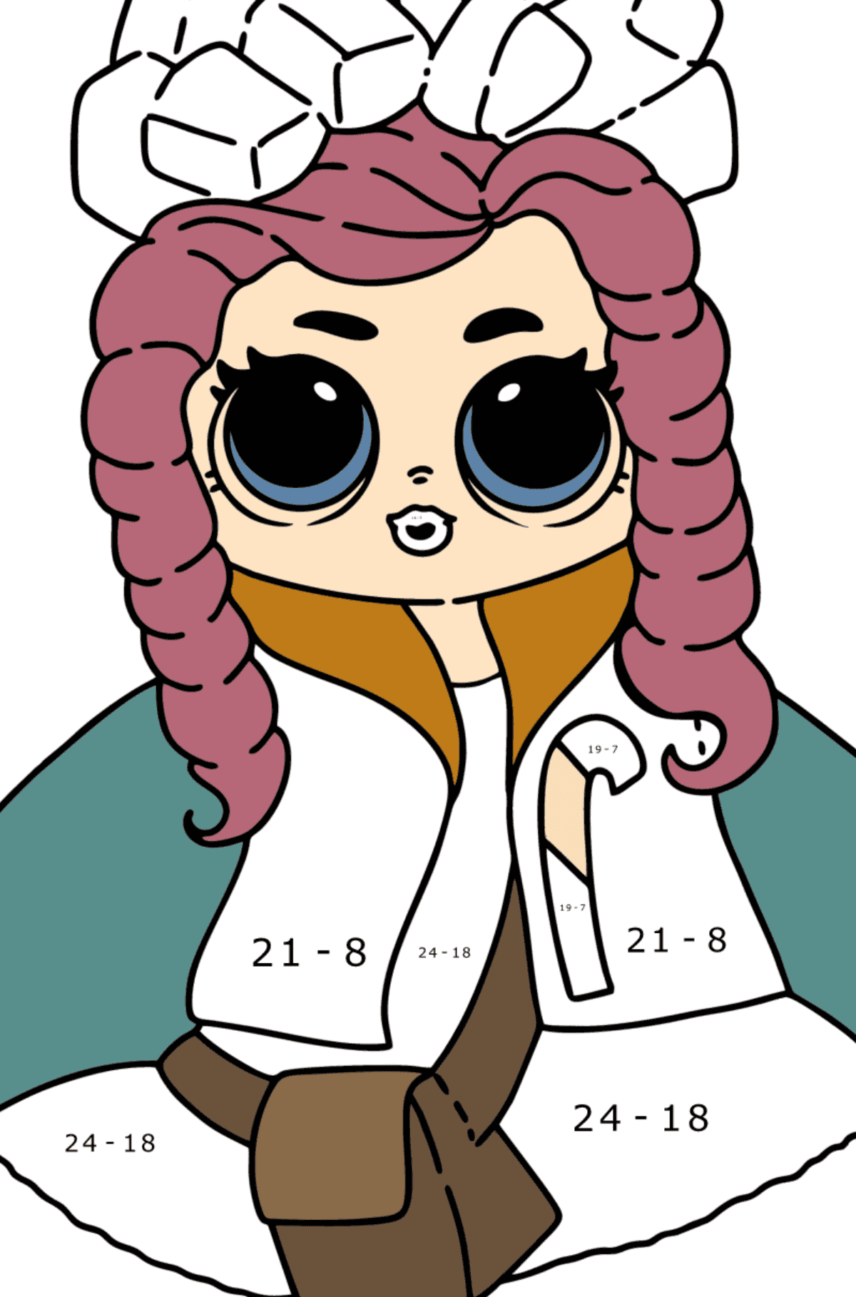 Coloring page LOL OMG Doll Sweets - Math Coloring - Subtraction for Kids