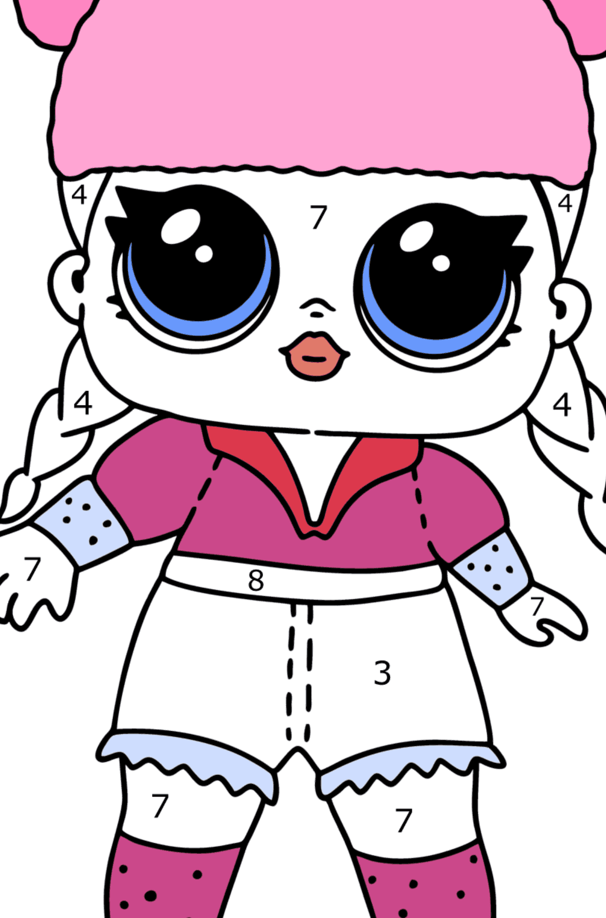 Ausmalbild Brrr B.B. Glam Glitter - Malen nach Zahlen für Kinder