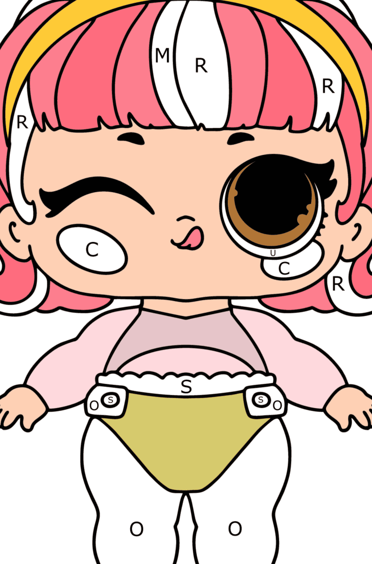 Coloring page LOL Surprise Jr. Prom Princess - Coloring by Letters for Kids