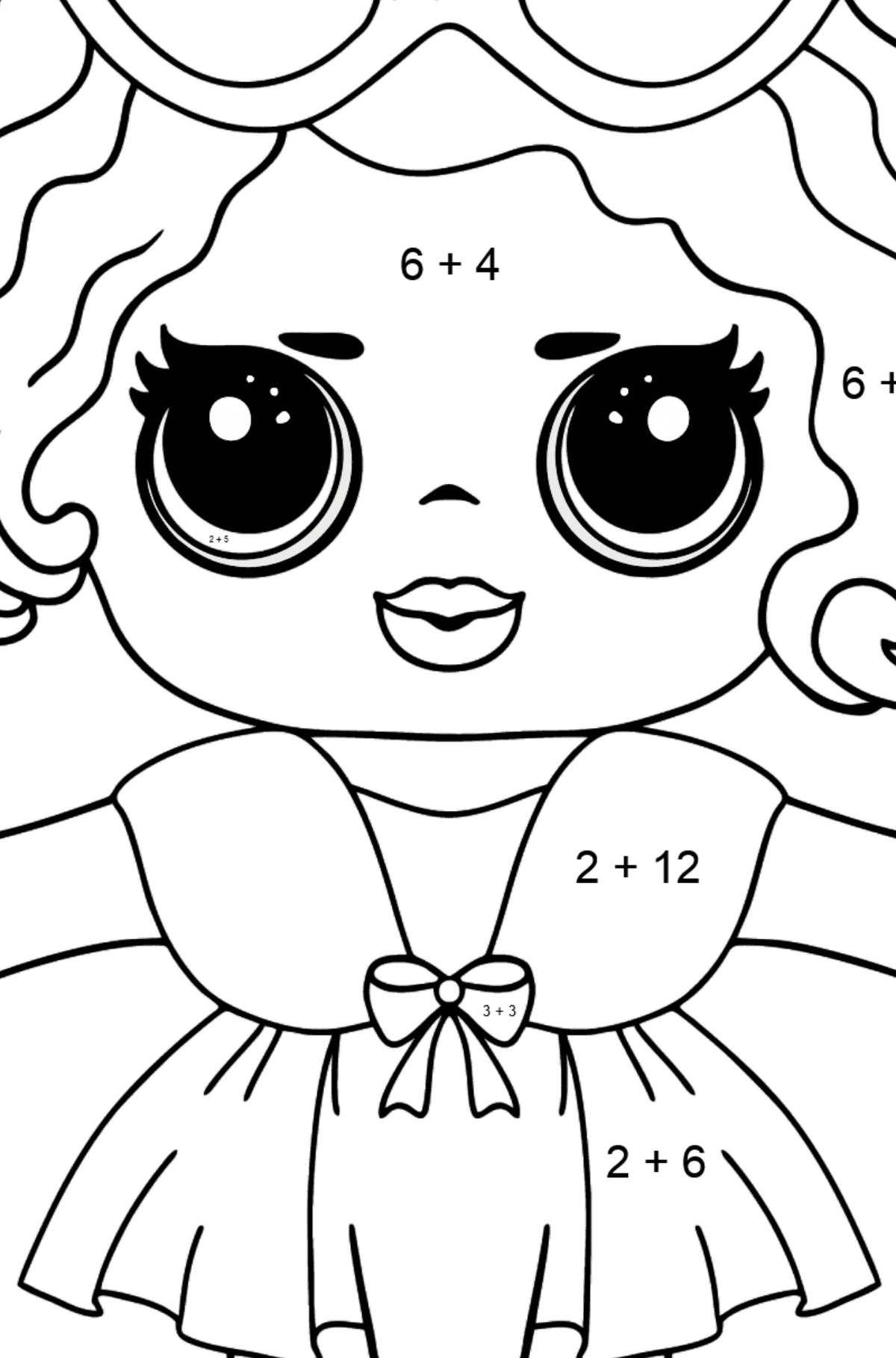 Розмальовка L.O.L. Surprise Leading Baby - Математична Розмальовка Додавання для дітей