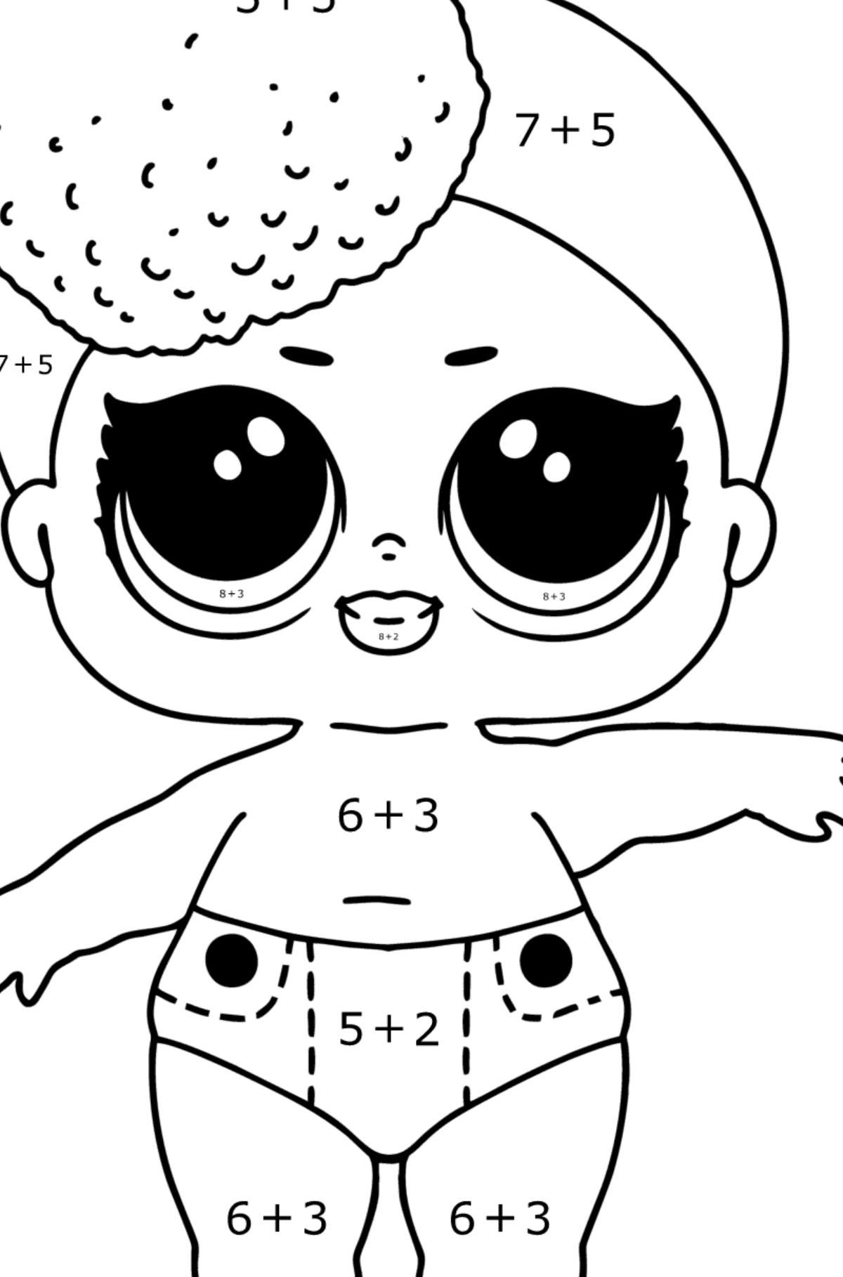 Coloring page LOL LIL Independent - Math Coloring - Addition for Kids
