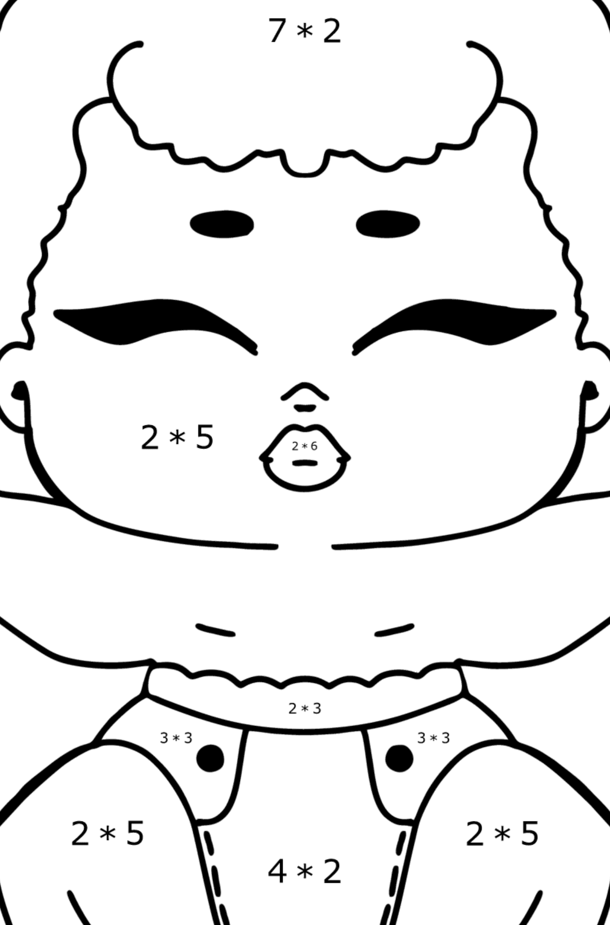 Desenho de LOL Surprise Lil Sleeping B.B. para colorir - Colorindo com Matemática - Multiplicação para Crianças